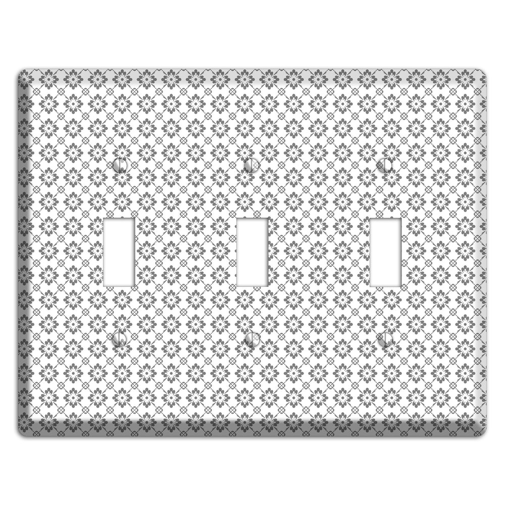 White with Grey Foulard 3 Toggle Wallplate