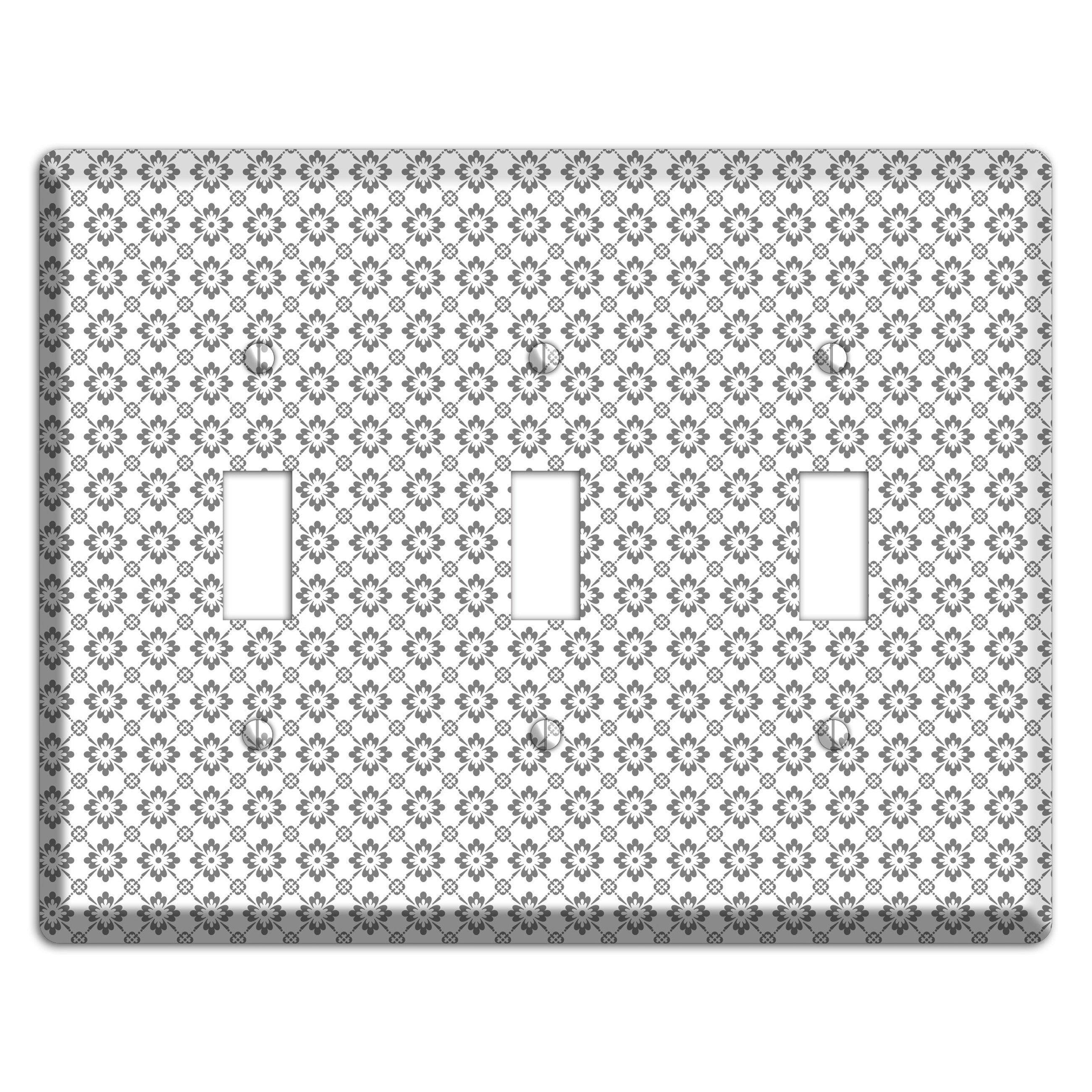 White with Grey Foulard 3 Toggle Wallplate