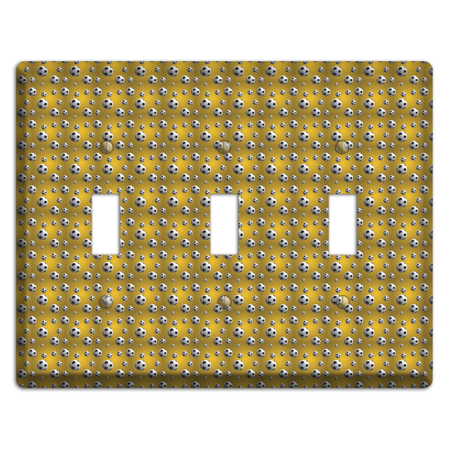 Yellow with Soccer Balls 3 Toggle Wallplate