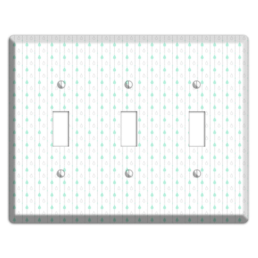 White and Blue Drops 2 3 Toggle Wallplate