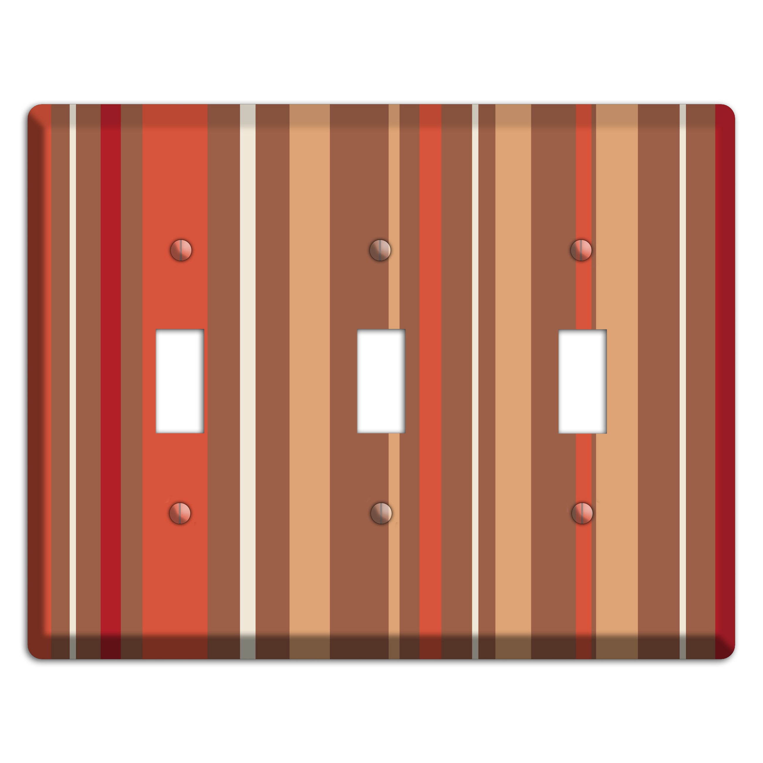 Multi Coral Vertical Stripe 3 Toggle Wallplate
