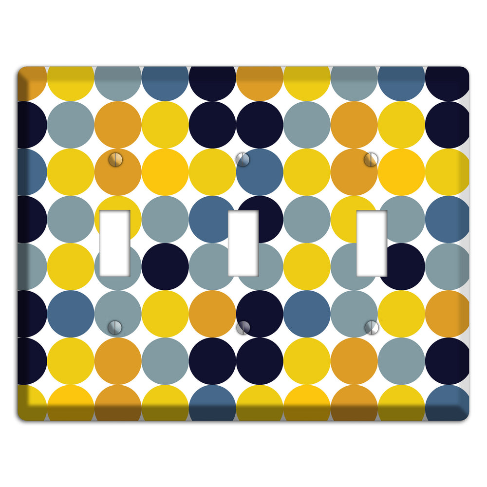 Multi Yellow and Blue Dots 3 Toggle Wallplate
