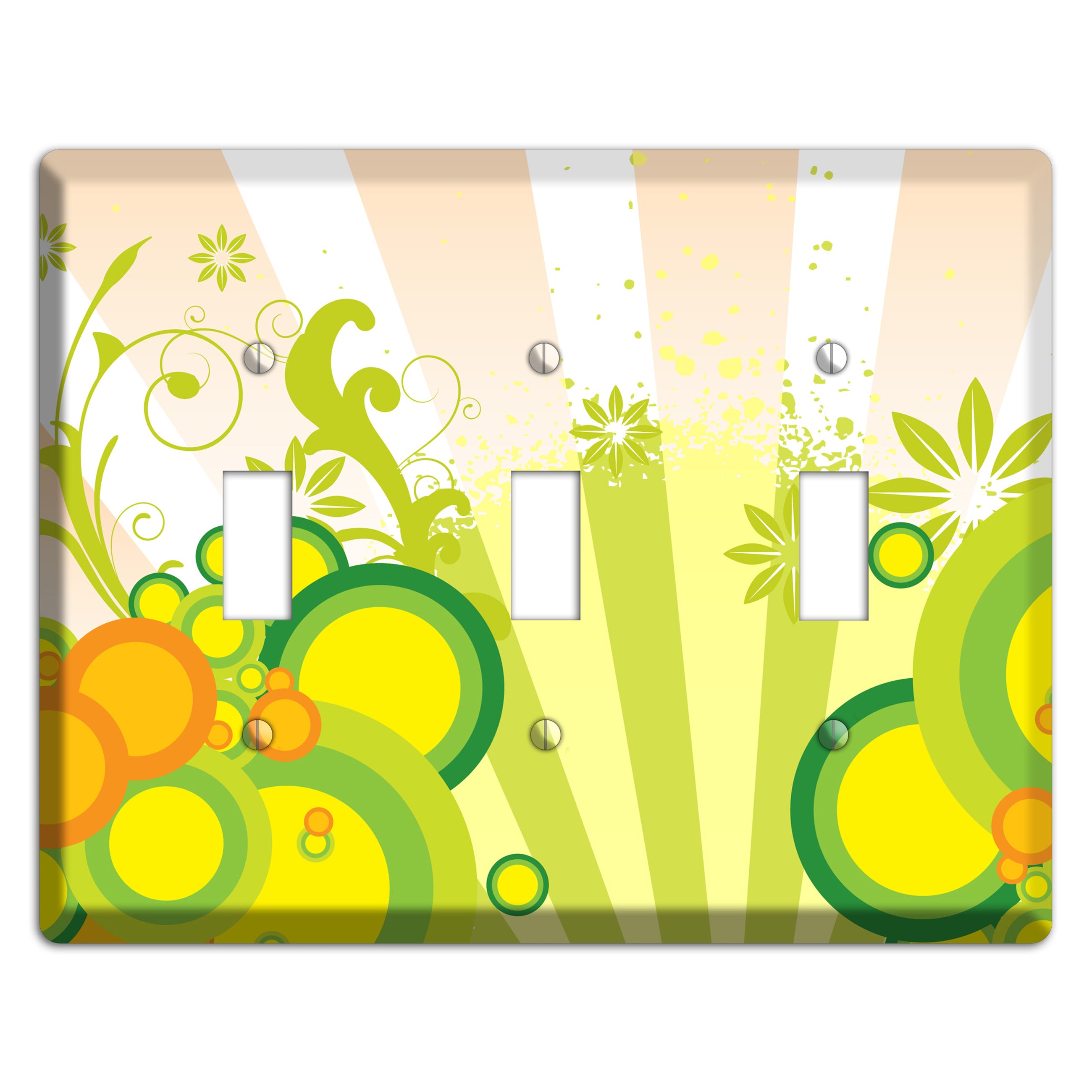 Green Yellow Orange Retro Sprig 3 Toggle Wallplate