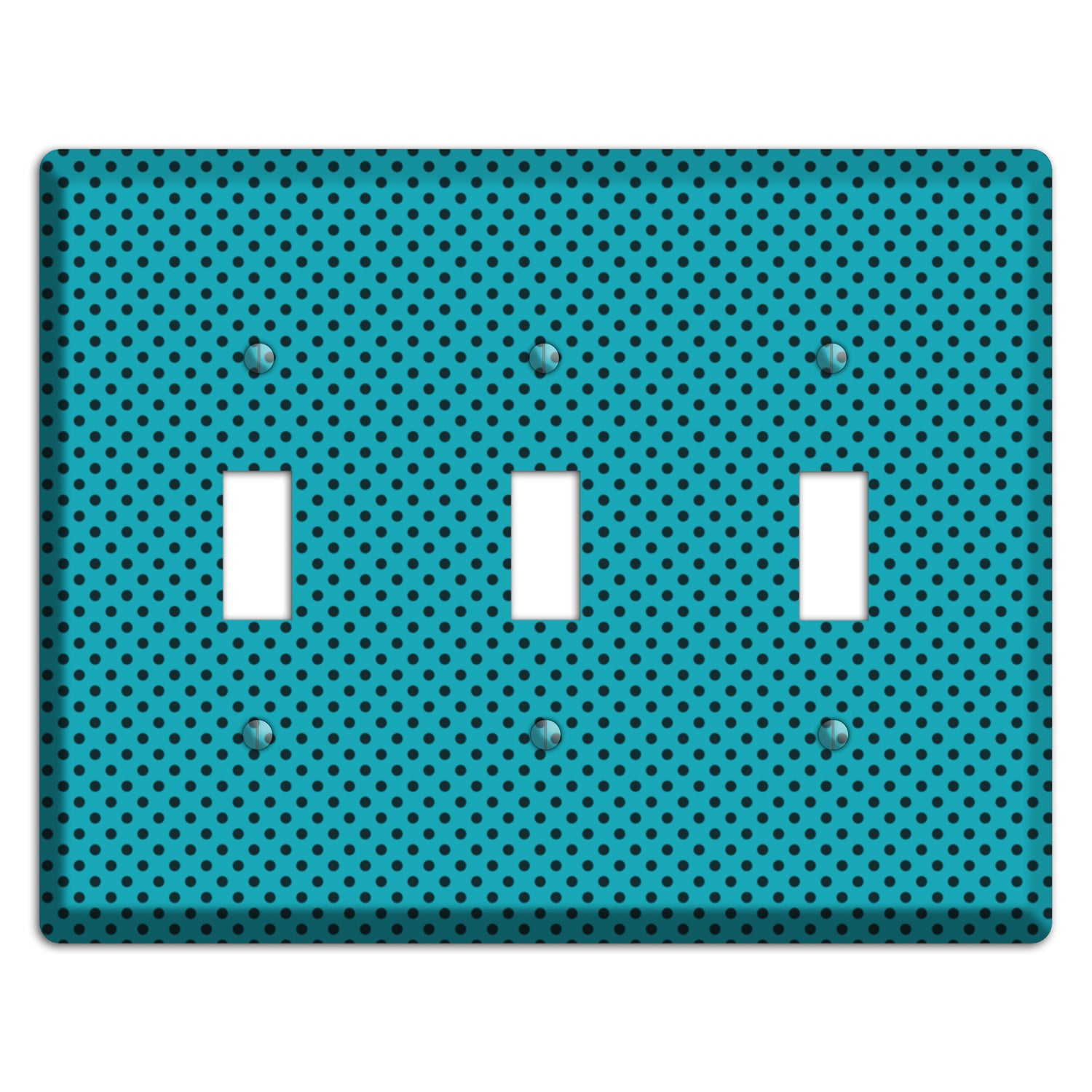 Turquoise with Polka Dots 3 Toggle Wallplate