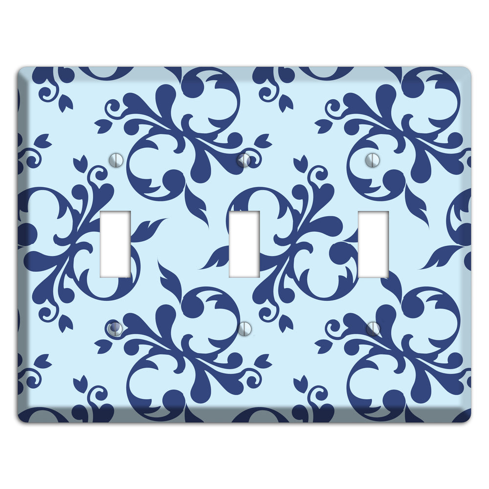 Blue Victorian Toile 3 Toggle Wallplate