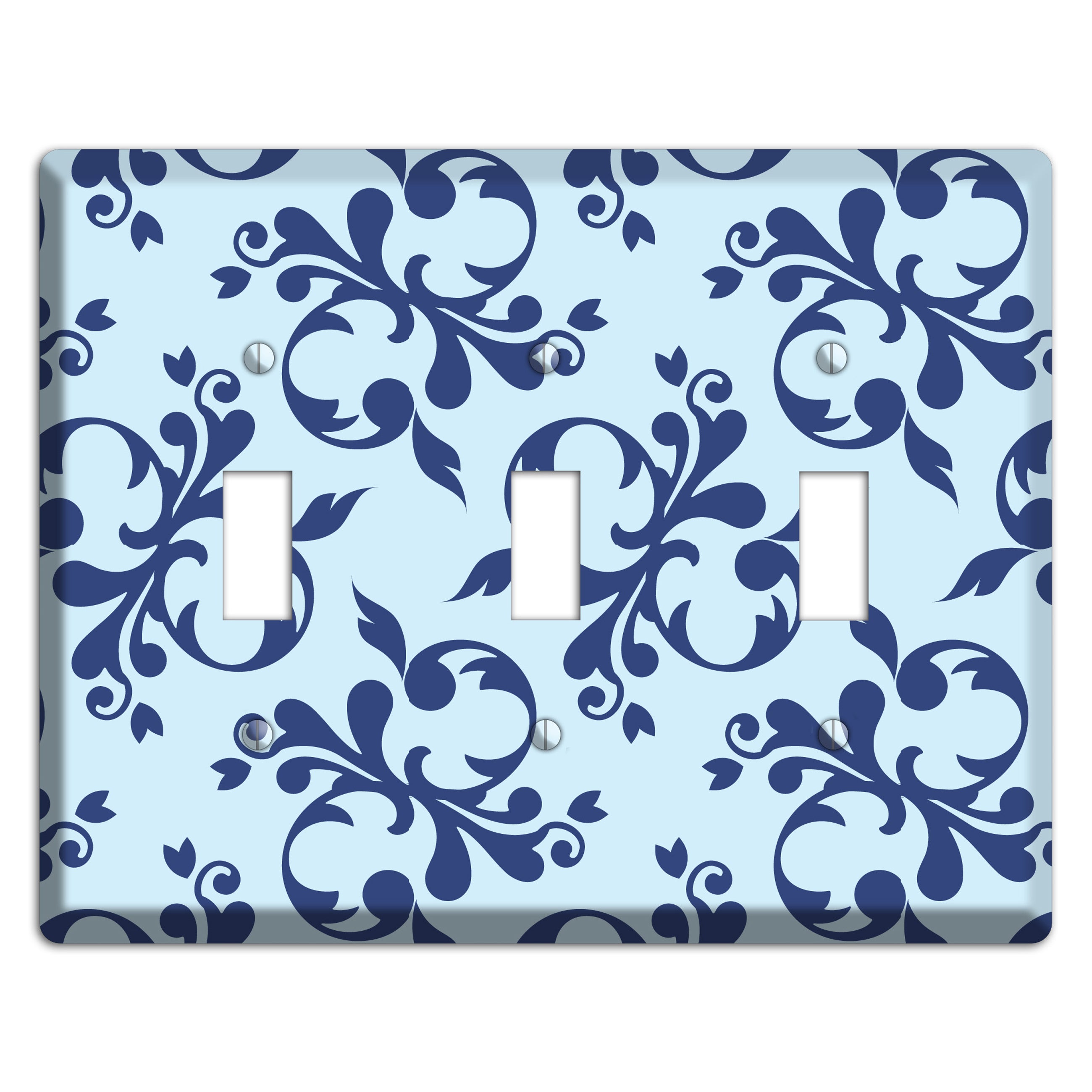 Blue Victorian Toile 3 Toggle Wallplate