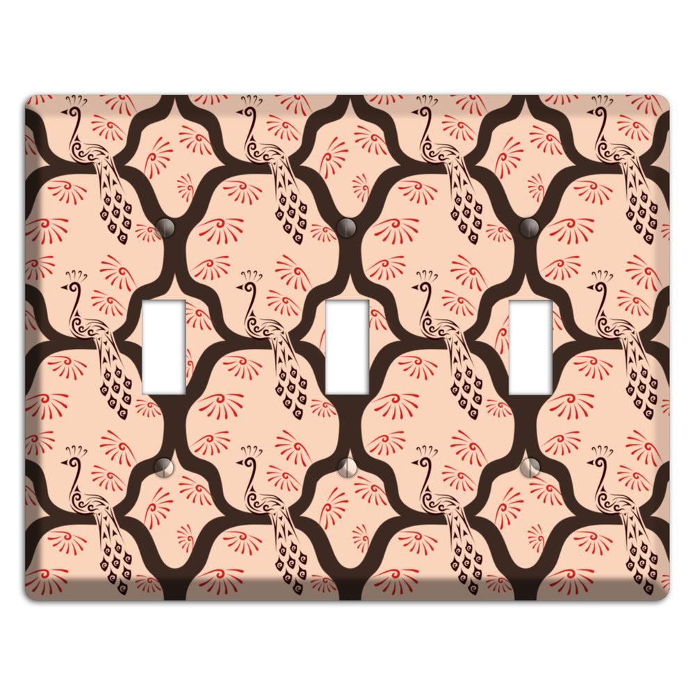 Light Quatrefoil Peacock 3 Toggle Wallplate
