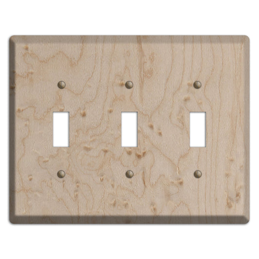 Birdseye Maple Wood Triple Toggle Switchplate