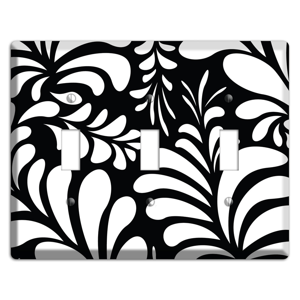 Black with White Herati 3 Toggle Wallplate
