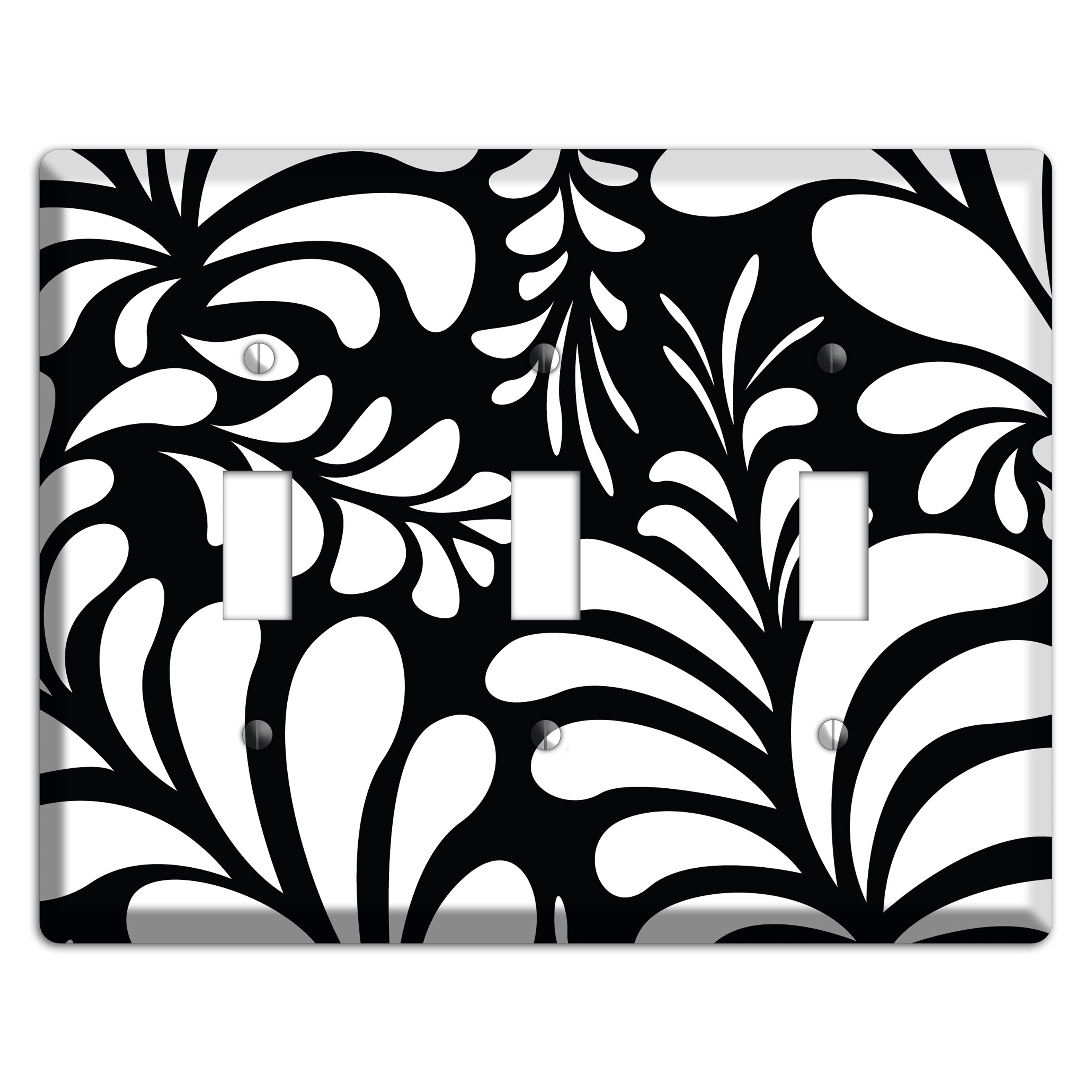 Black with White Herati 3 Toggle Wallplate