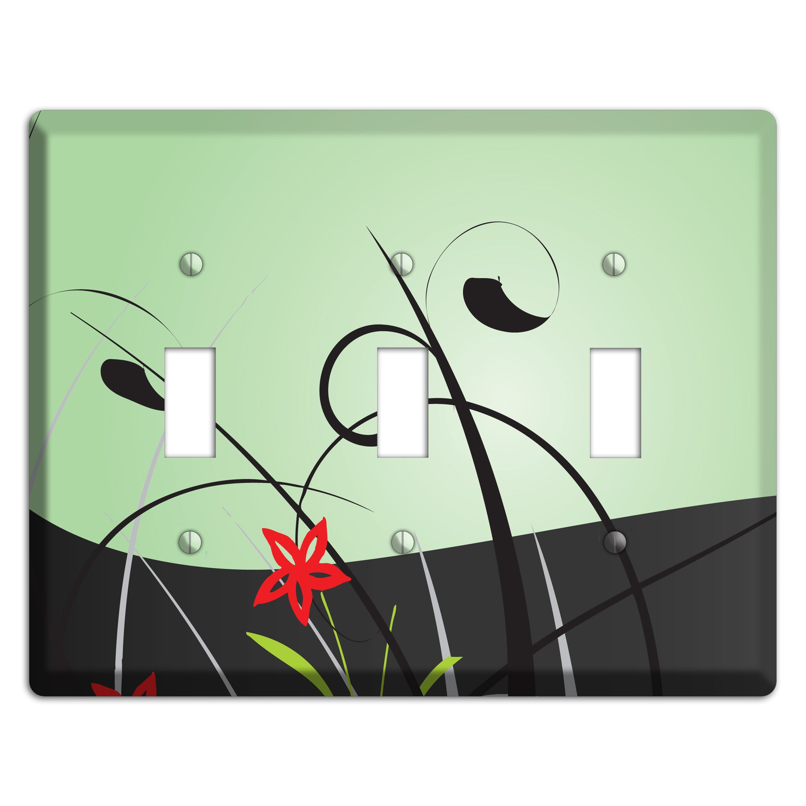 Mint Green Floral Sprig 3 Toggle Wallplate