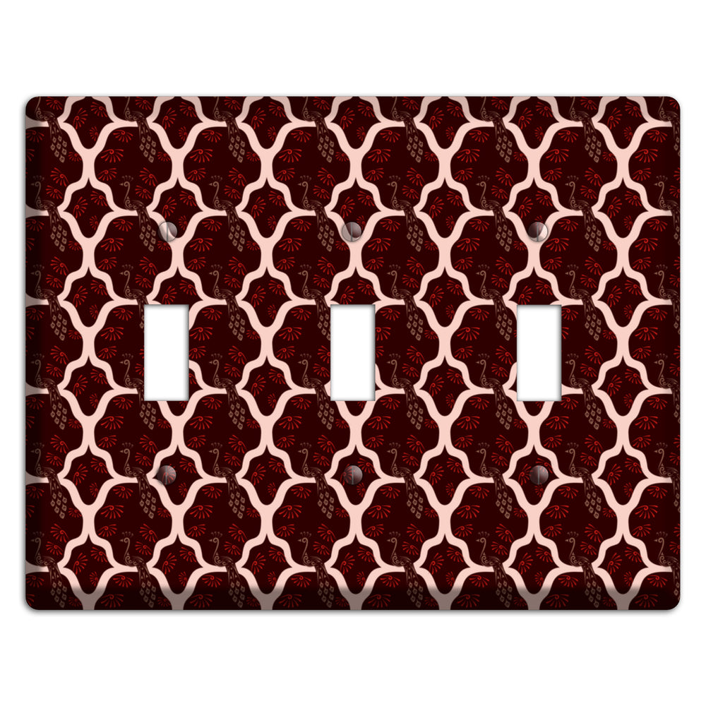 Dark Quatrefoil Peacock 3 Toggle Wallplate