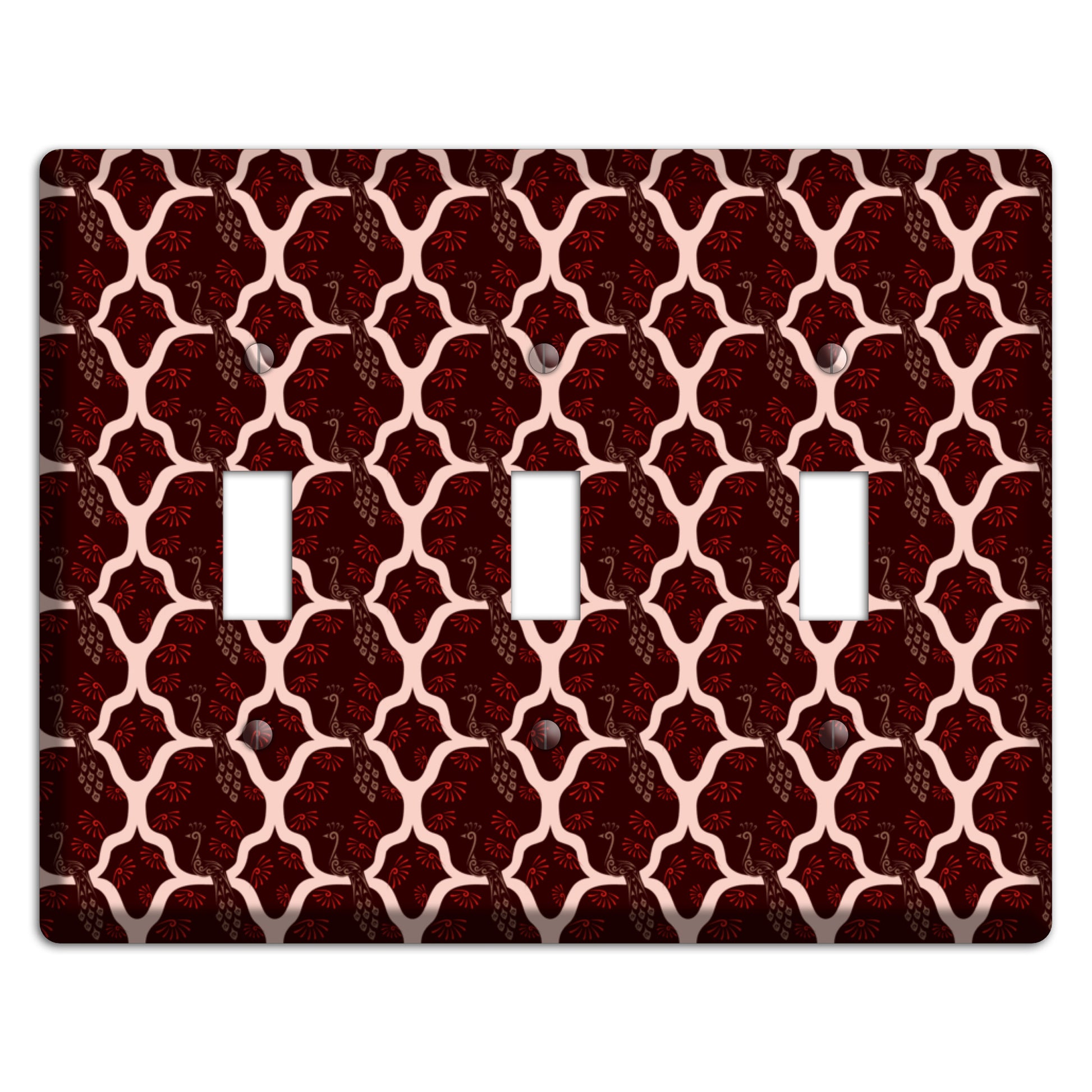 Dark Quatrefoil Peacock 3 Toggle Wallplate