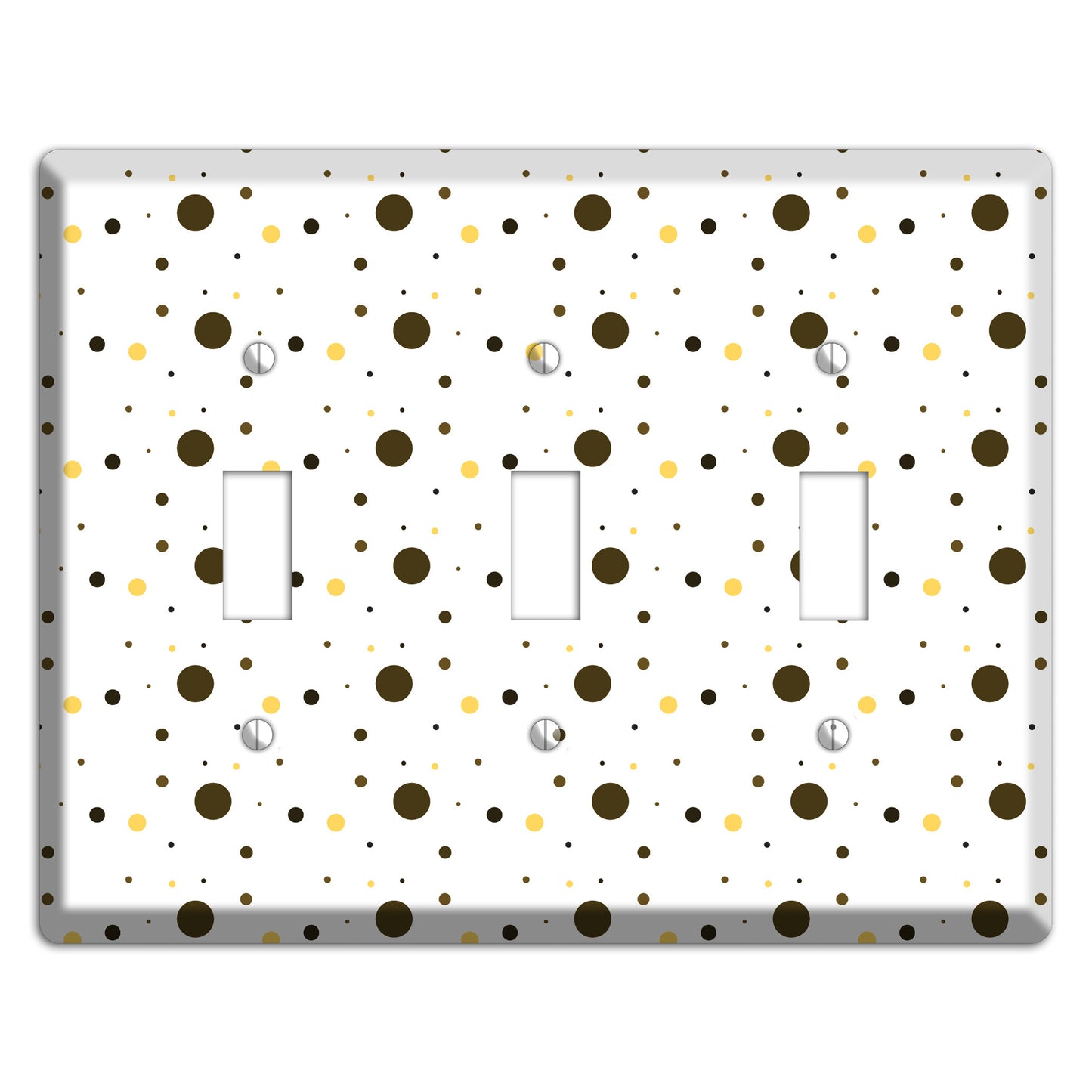 White with Black and Yellow Tiny Dots 3 Toggle Wallplate