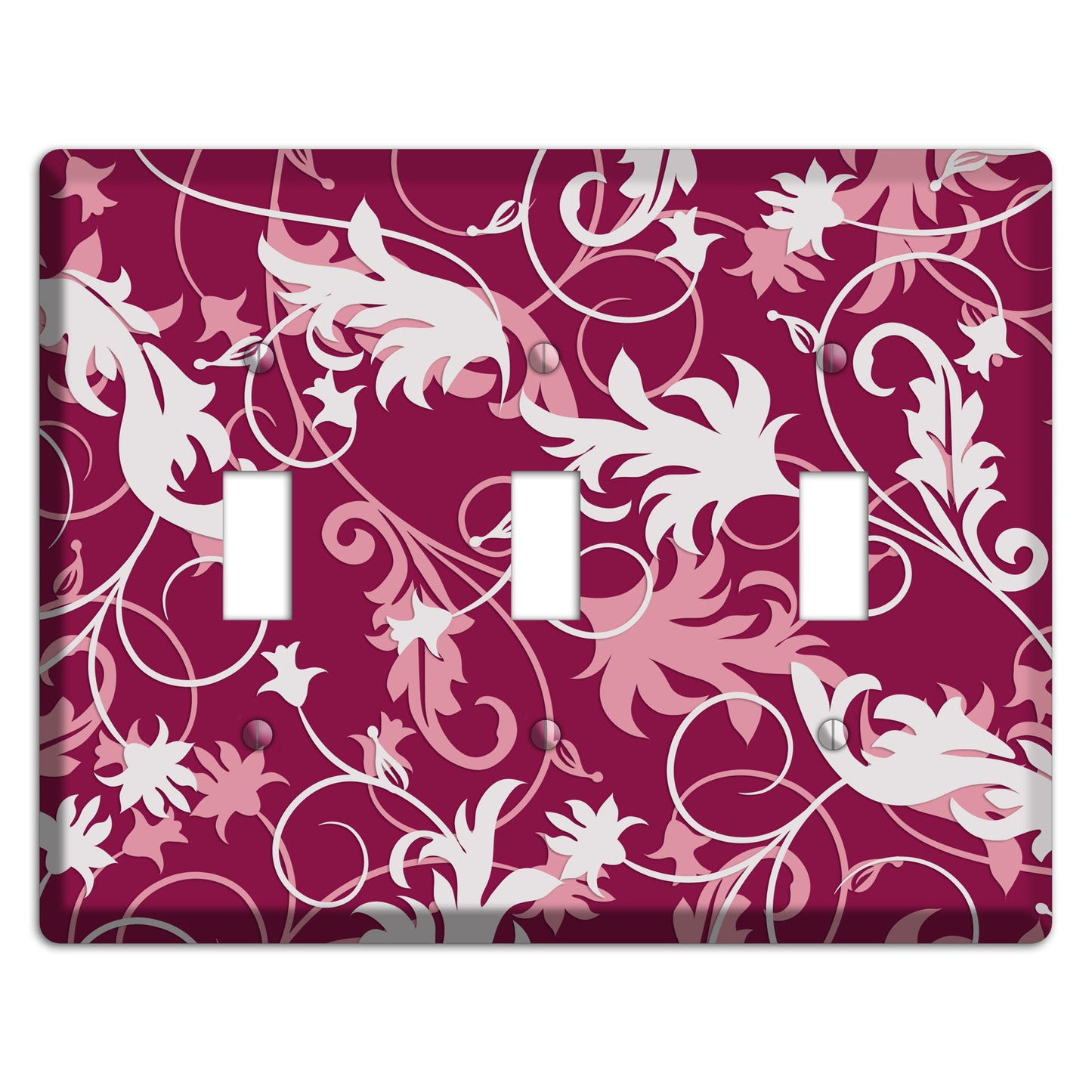 Fuschia and Pink Victorian Sprig 3 Toggle Wallplate