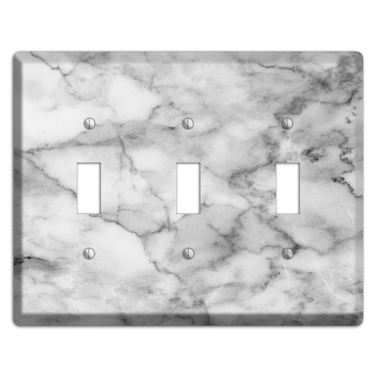 Gray and White Marble 3 Toggle Wallplate