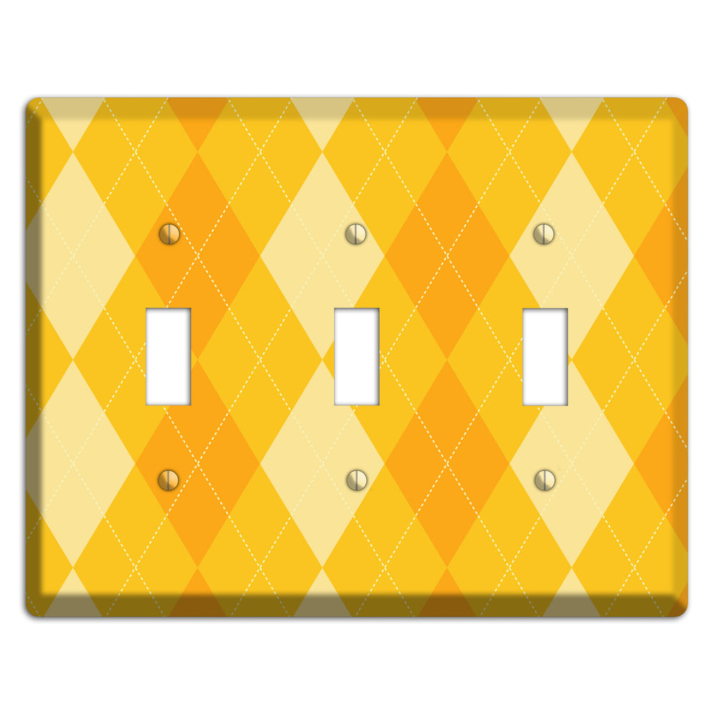 Yellow Argyle 3 Toggle Wallplate