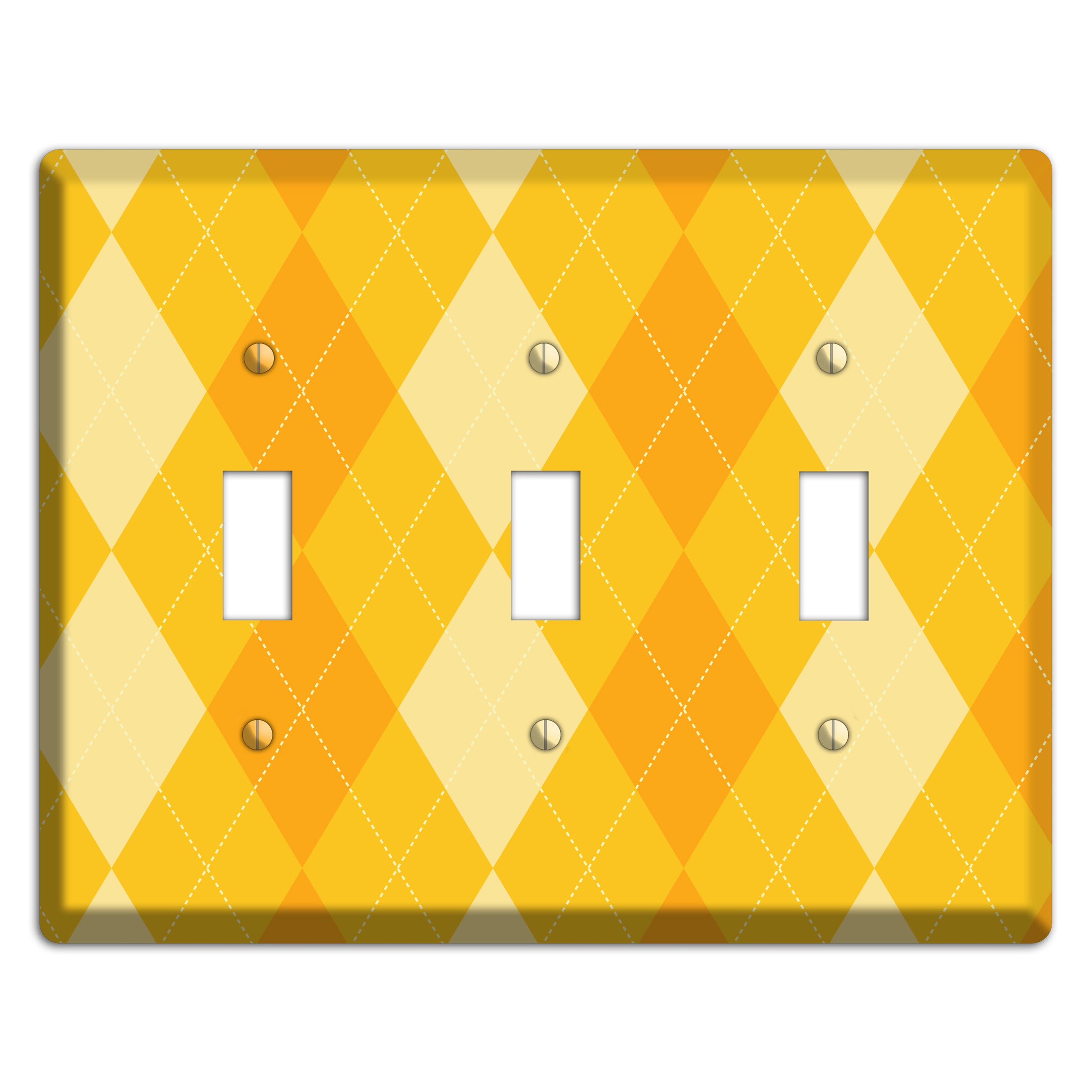 Yellow Argyle 3 Toggle Wallplate