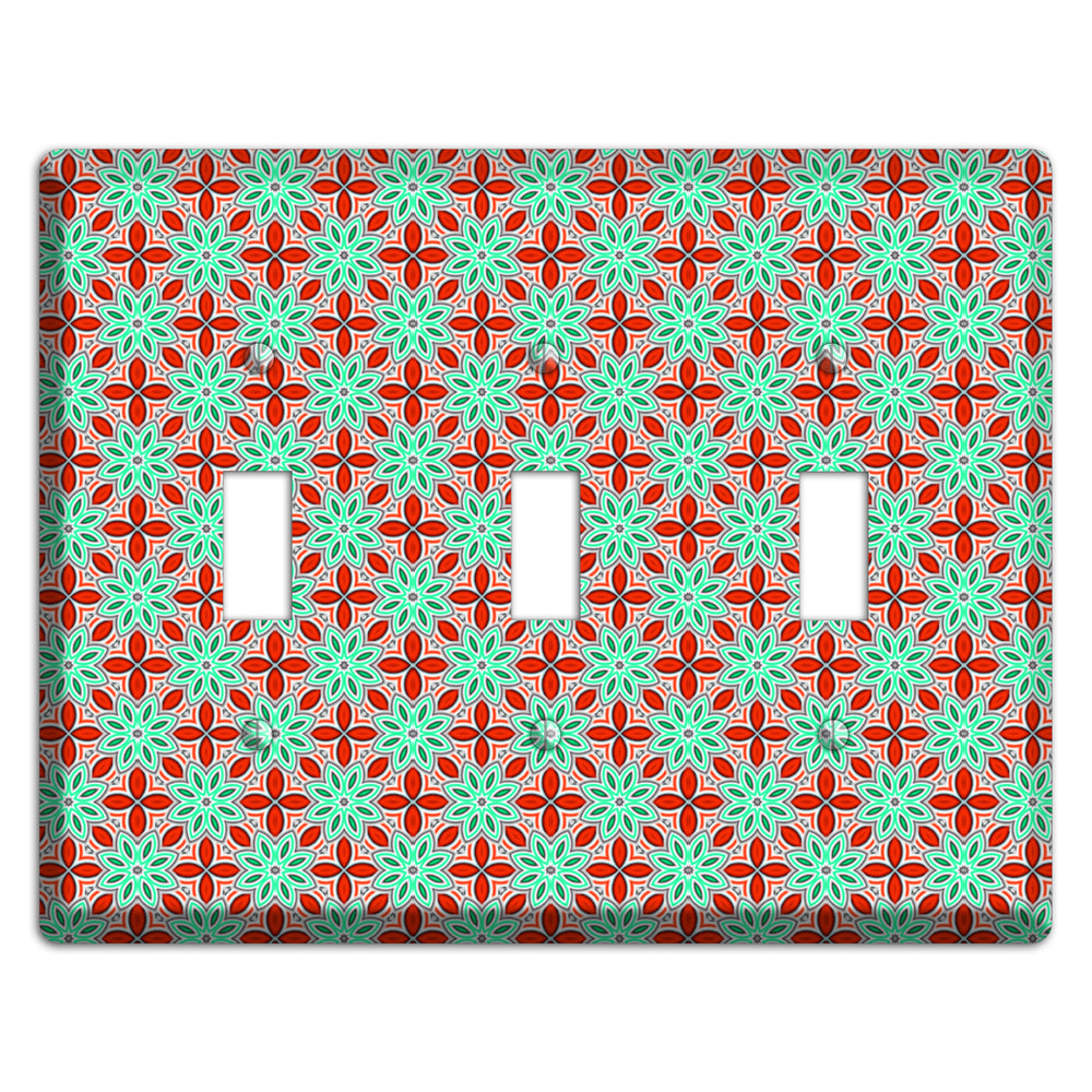Green and Red Foulard 3 Toggle Wallplate