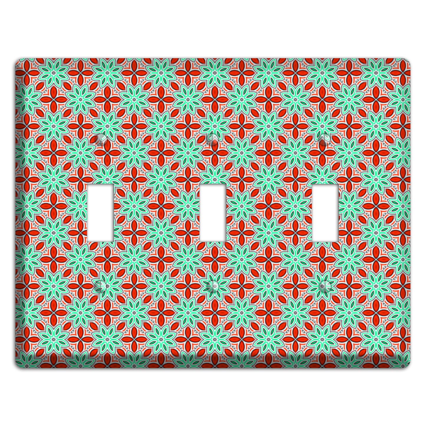 Green and Red Foulard 3 Toggle Wallplate