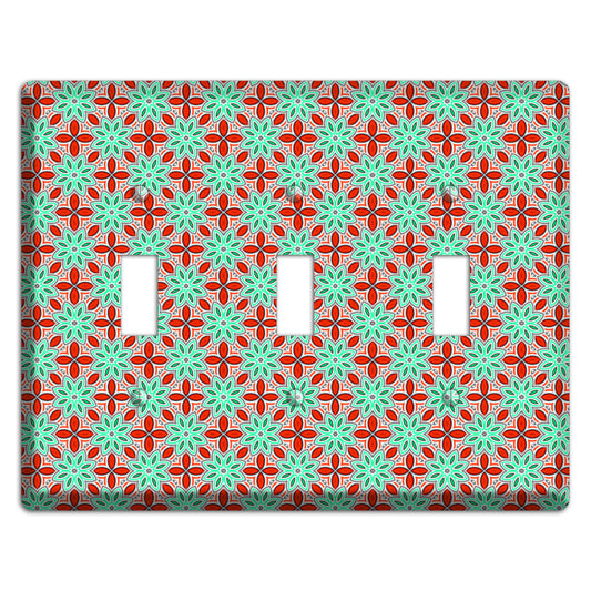 Green and Red Foulard 3 Toggle Wallplate
