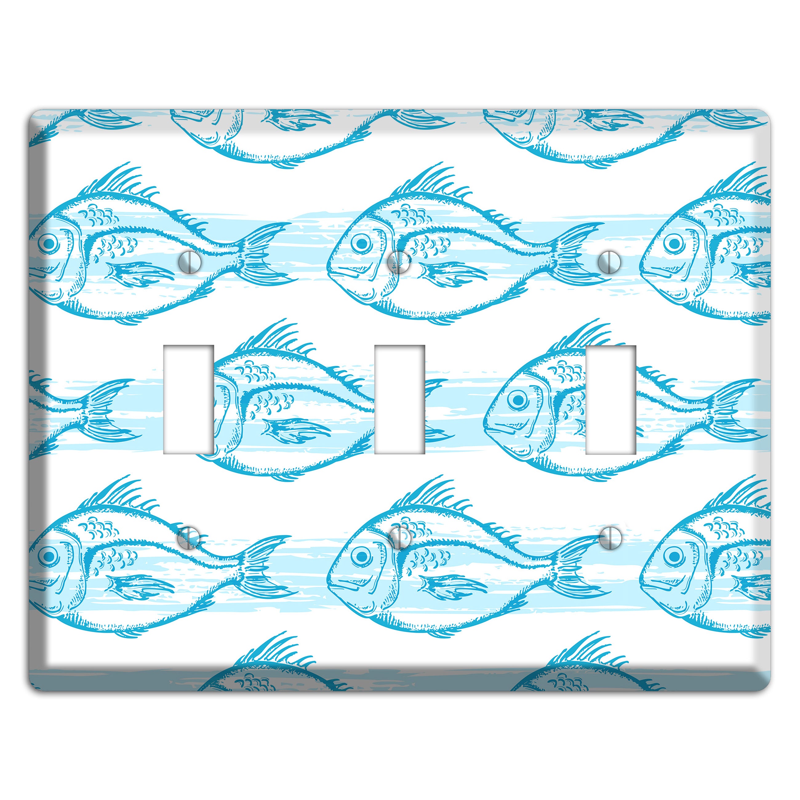 Blue Fish 3 Toggle Wallplate