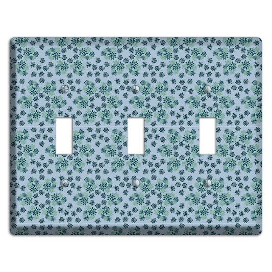 Blue with Multi Green Calico 3 Toggle Wallplate