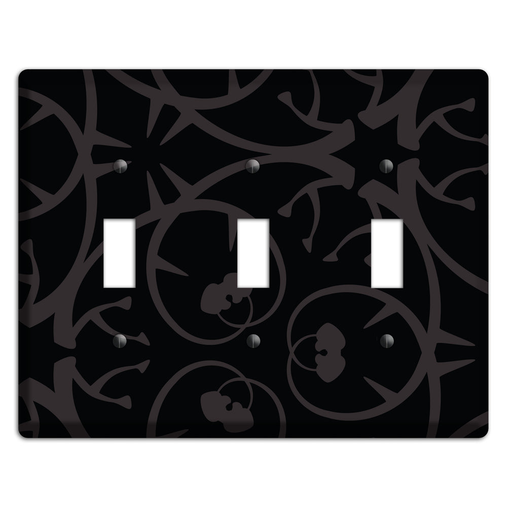 Black with Grey Abstract Swirl 3 Toggle Wallplate