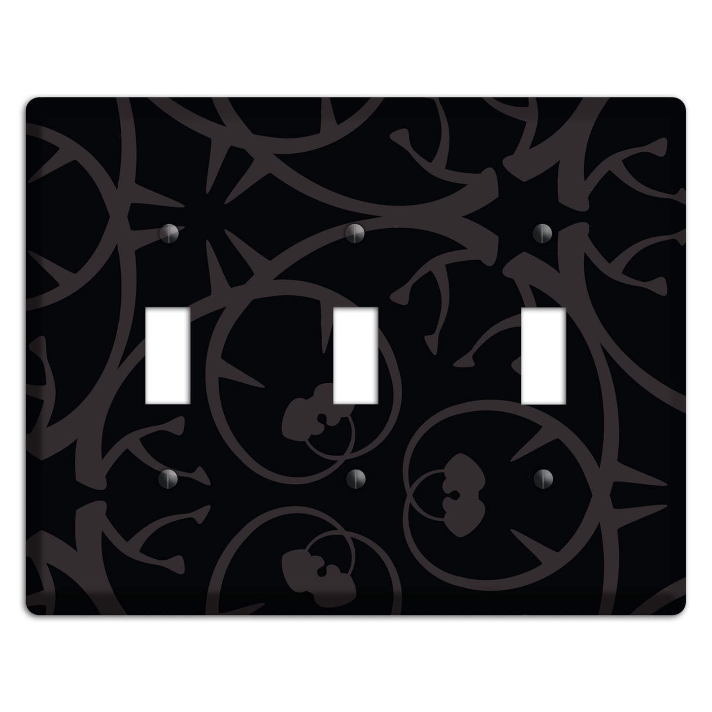 Black with Grey Abstract Swirl 3 Toggle Wallplate