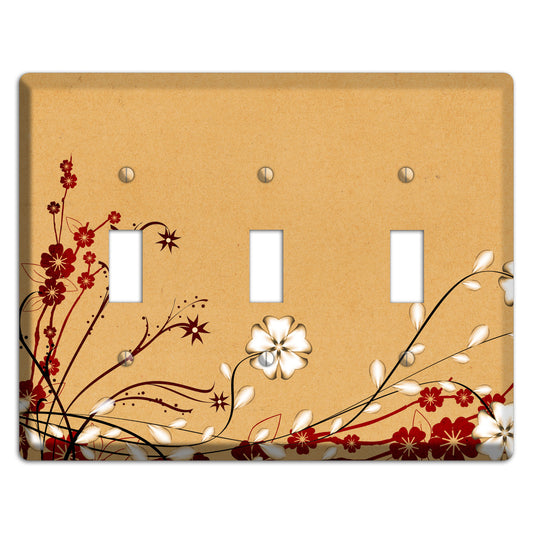 Delicate Red Flowers 3 Toggle Wallplate
