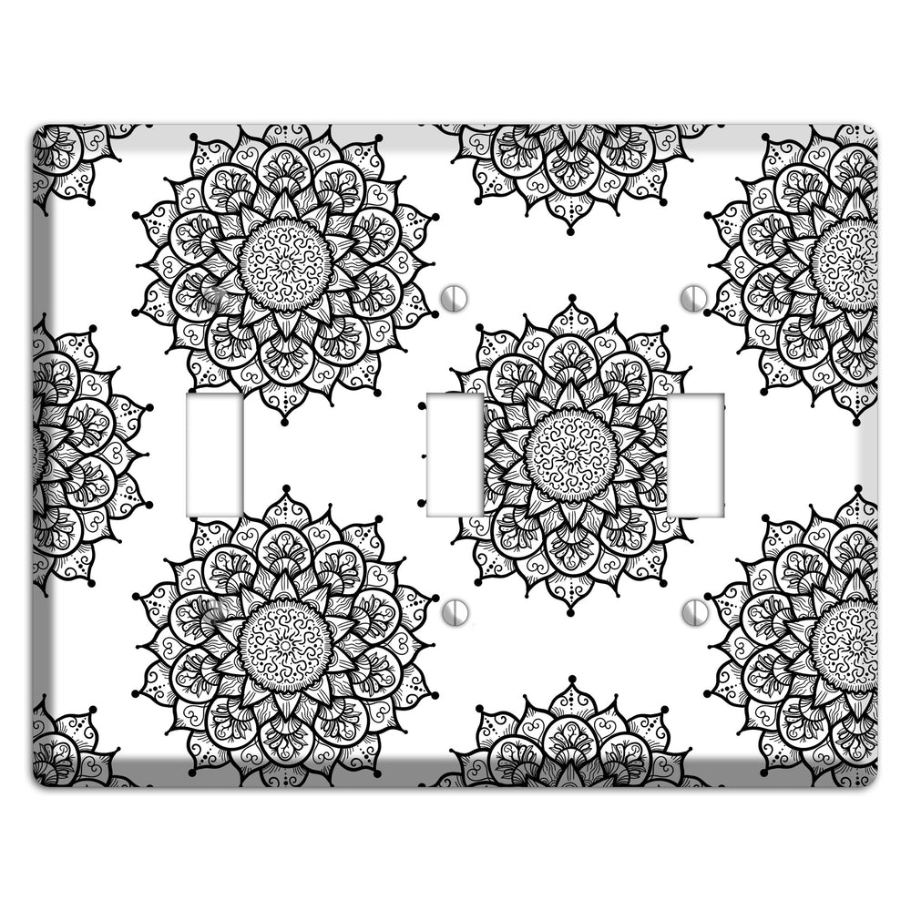 Mandala Black and White Style S Cover Plates 3 Toggle Wallplate