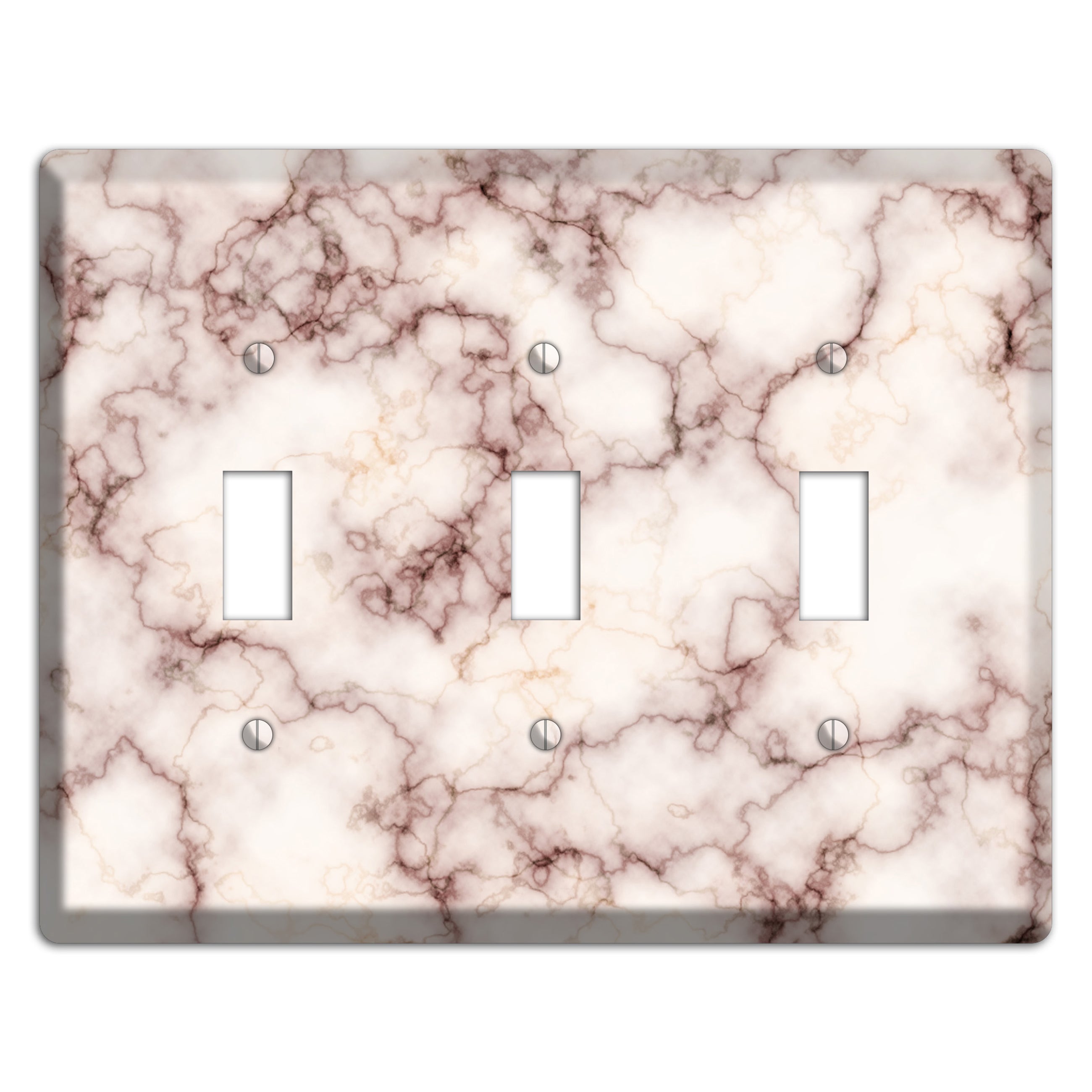 Burgundy Stained Marble 3 Toggle Wallplate