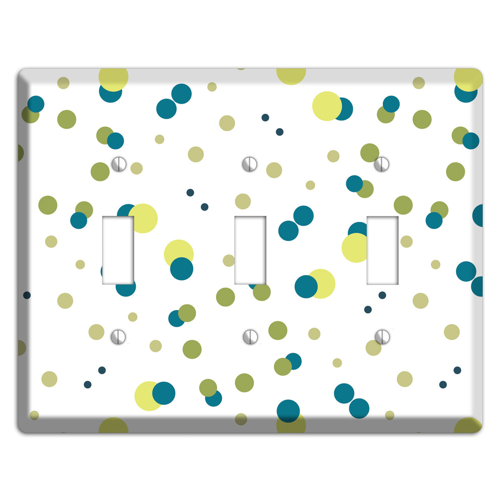 Multi Olive and Jade Small Dots 3 Toggle Wallplate
