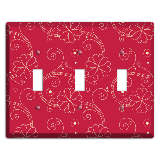 Red Floral Swirl 3 Toggle Wallplate