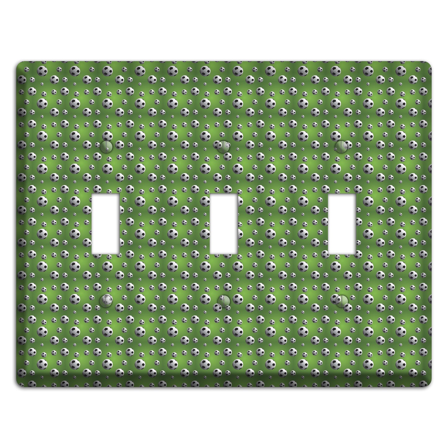 Green with Soccer Balls 3 Toggle Wallplate