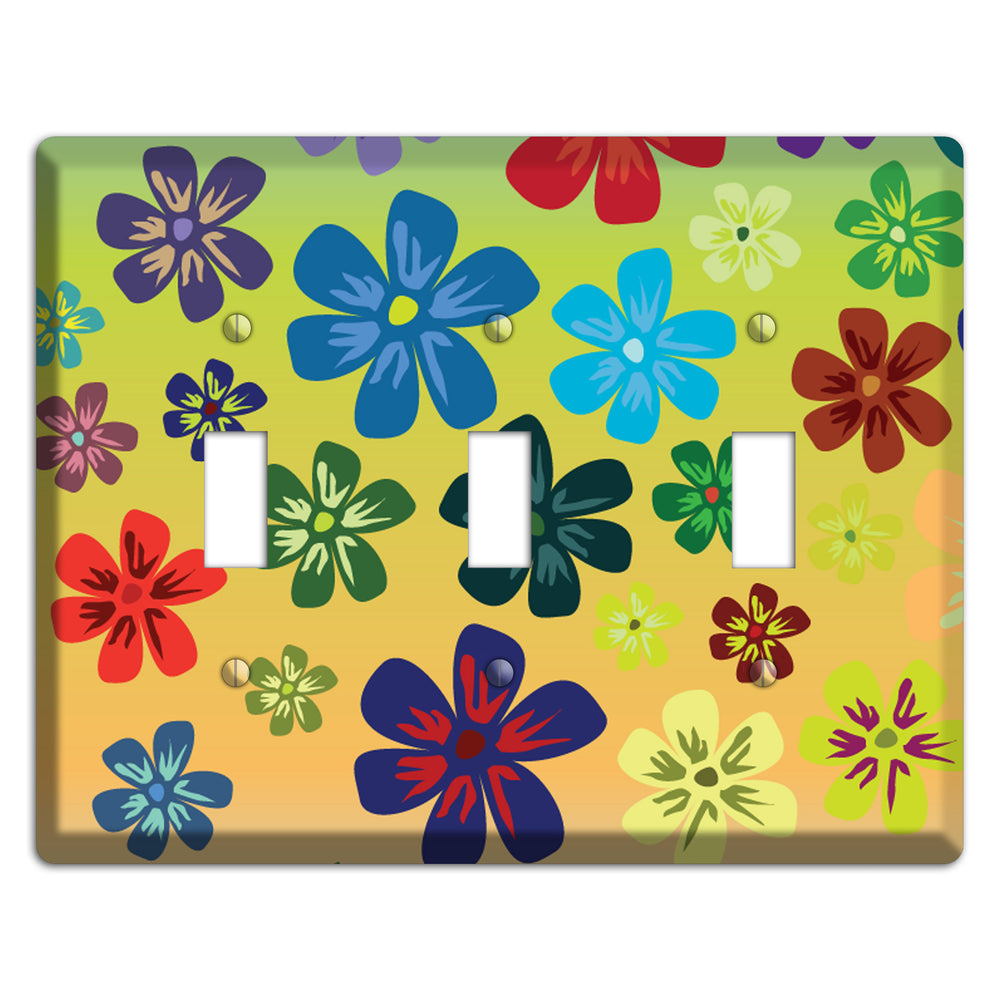 Black Flowers 3 Toggle Wallplate