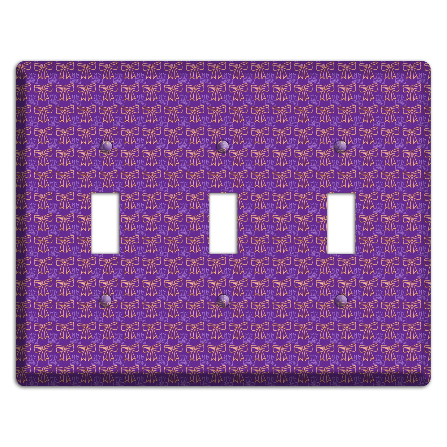 Purple with Pink Bows 3 Toggle Wallplate