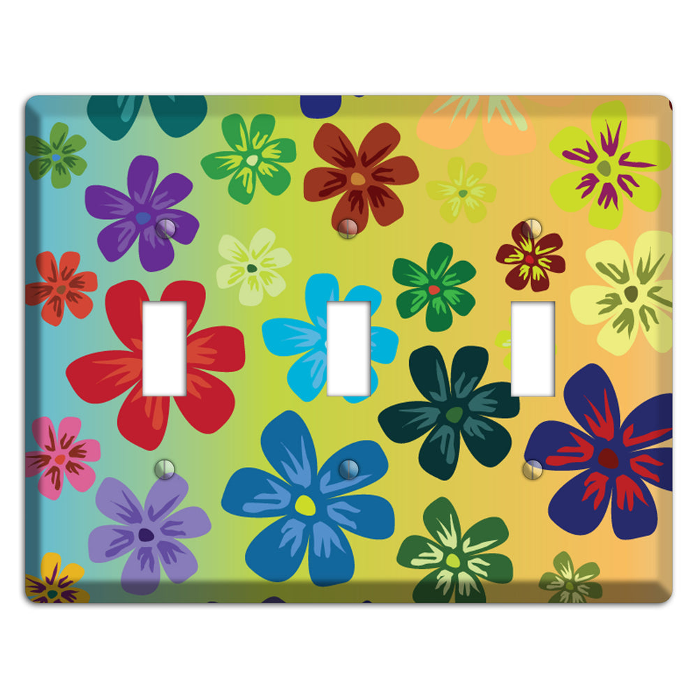 Blue to yellow Flowers 3 Toggle Wallplate