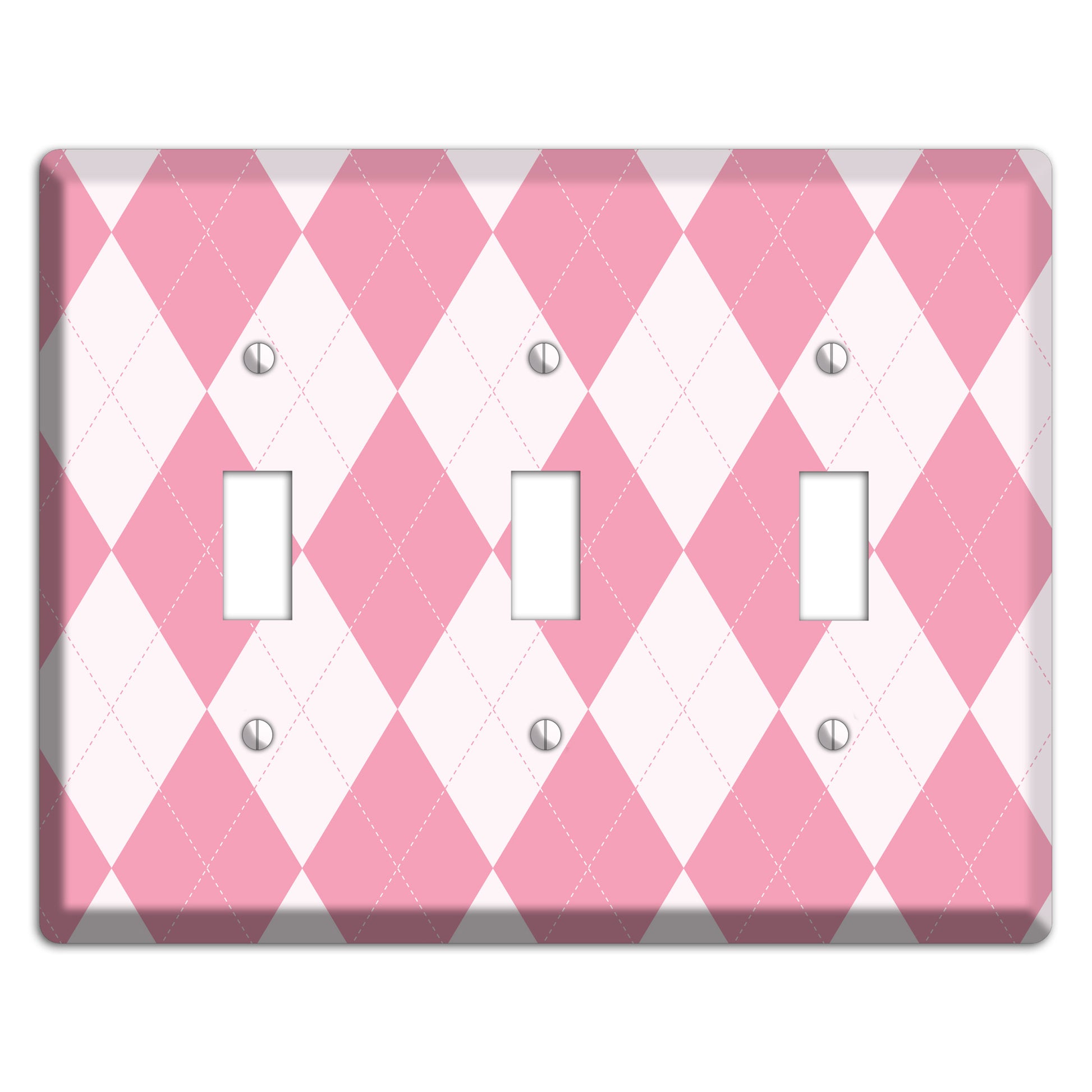 Pink Argyle 3 Toggle Wallplate