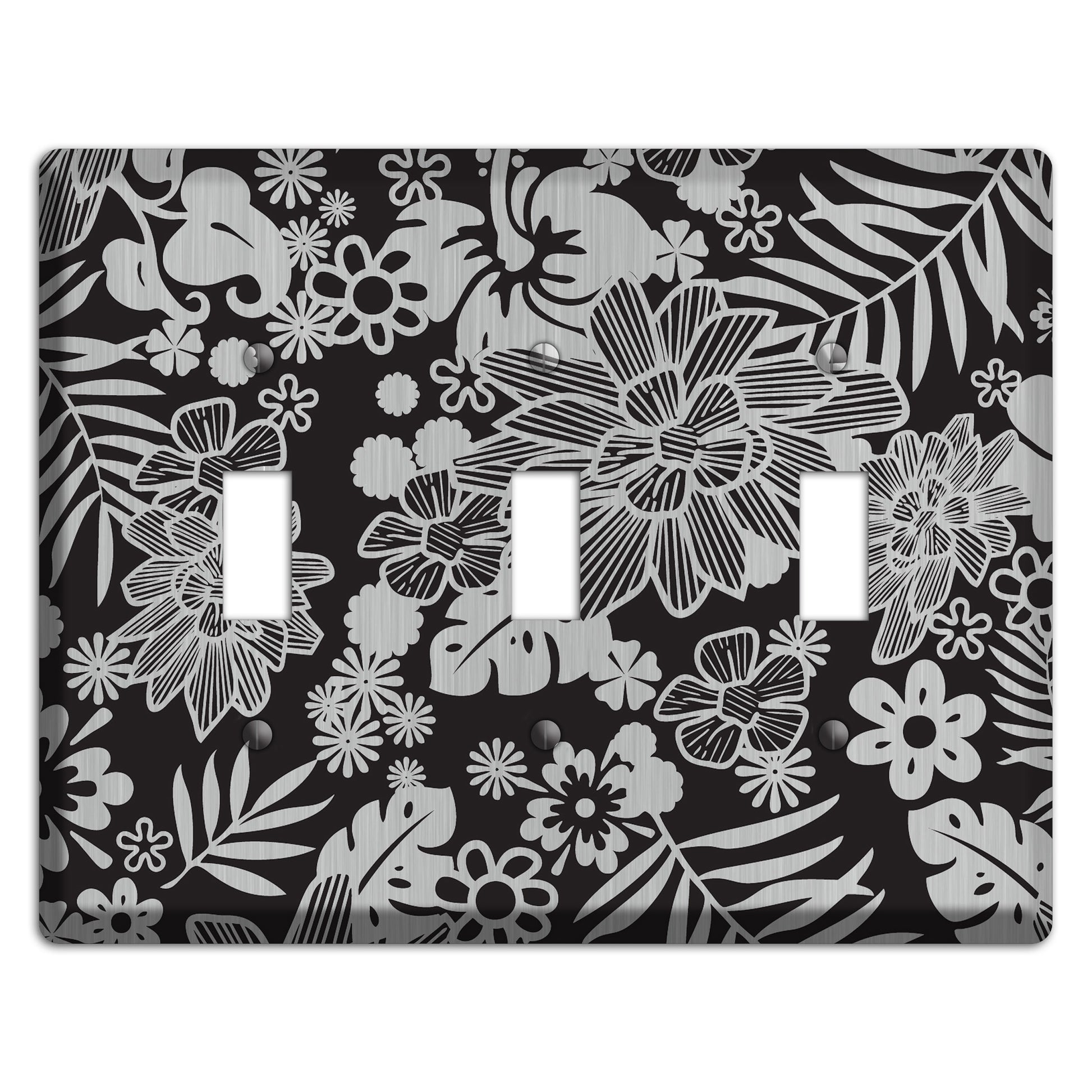 Black with Stainless Tropical 3 Toggle Wallplate