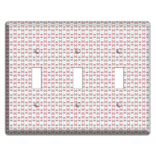 White with Red Blue Tapestry 3 Toggle Wallplate