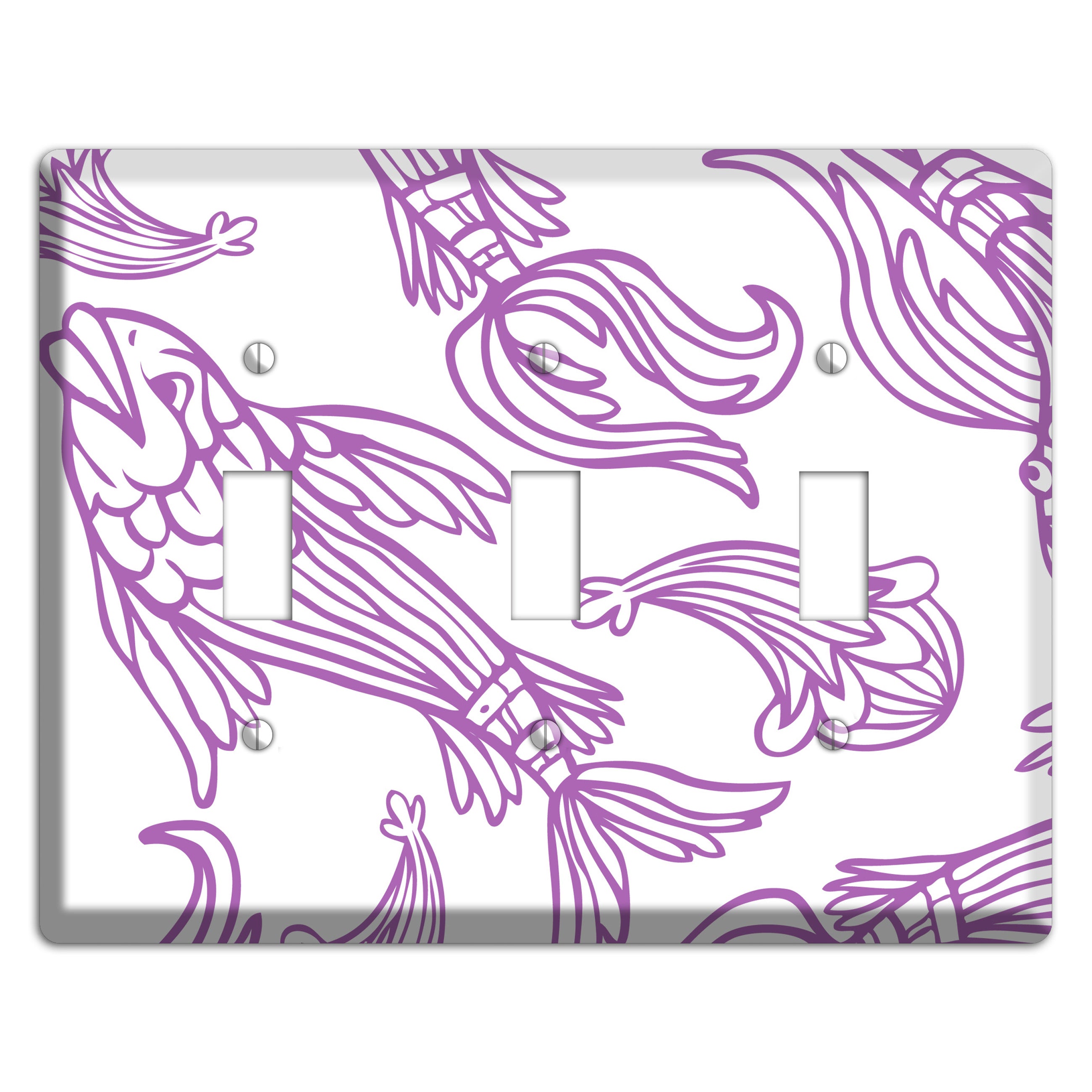 Purple and White Koi 3 Toggle Wallplate