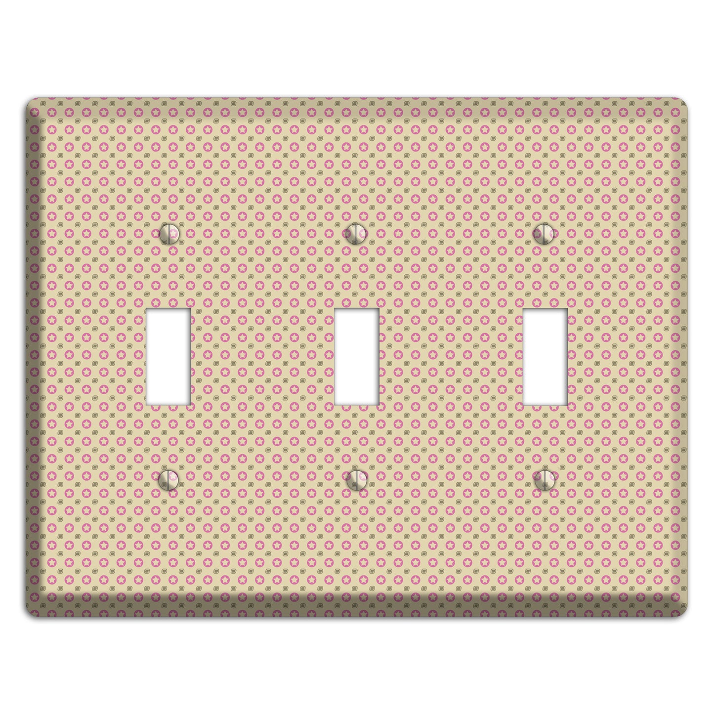 Beige with Pink Stars 3 Toggle Wallplate
