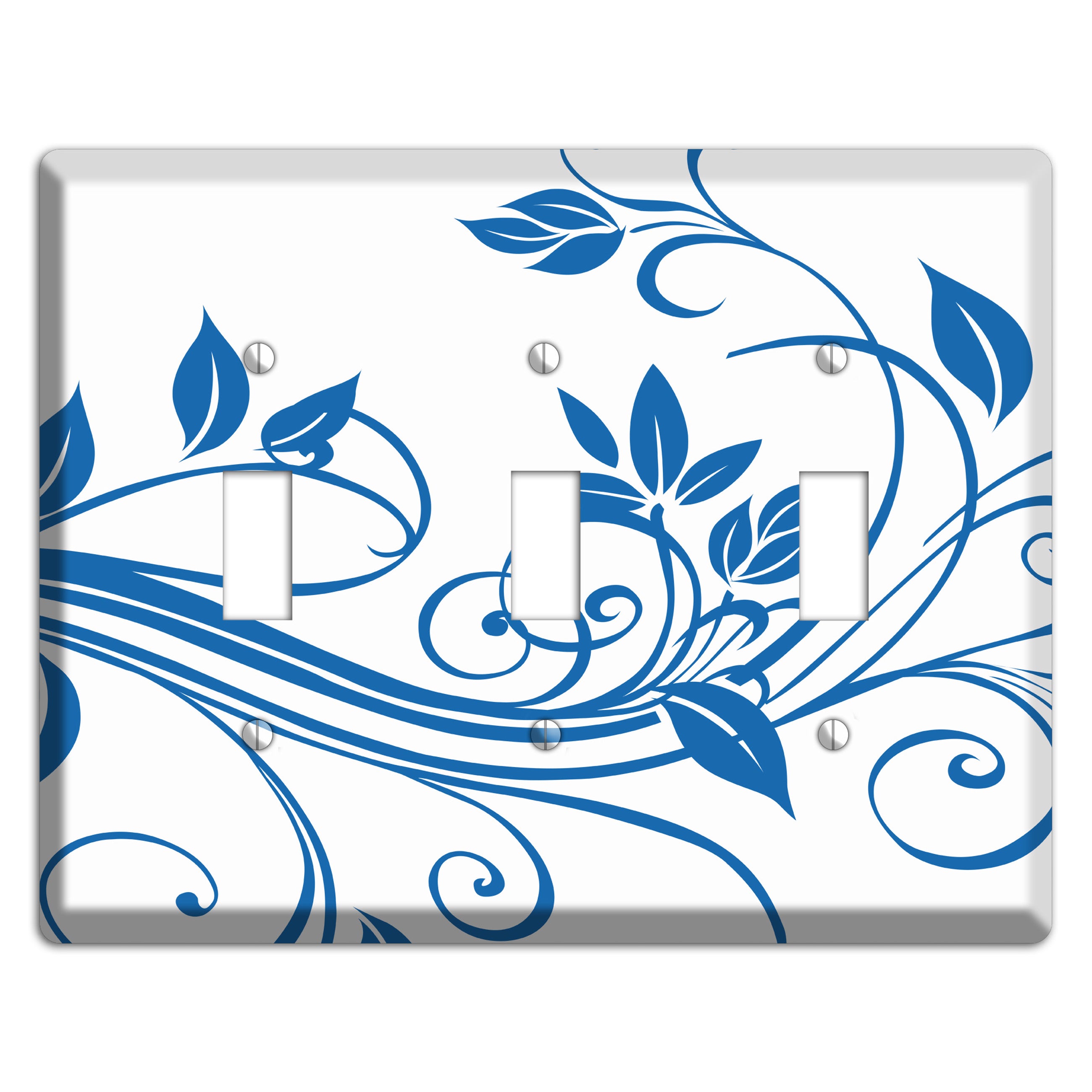 Black and White Sprig 3 Toggle Wallplate