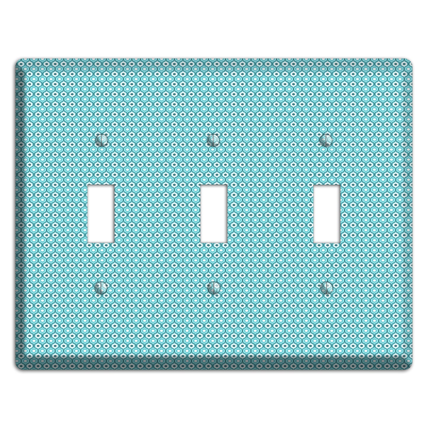 Turquoise Tiny Double Scallop 3 Toggle Wallplate