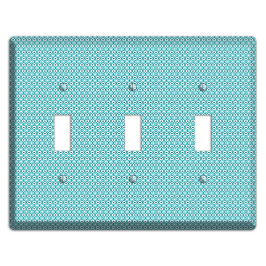 Turquoise Tiny Double Scallop 3 Toggle Wallplate