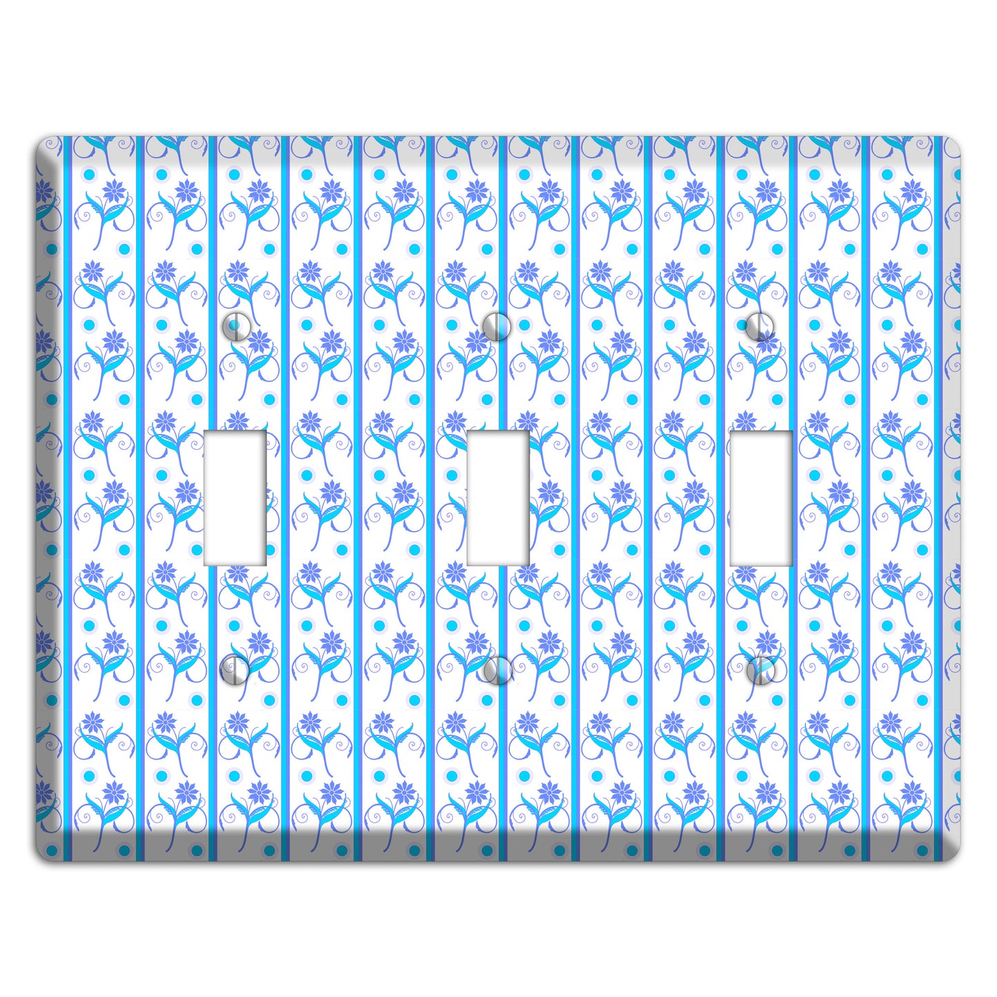 Blue Floral Pattern 3 Toggle Wallplate