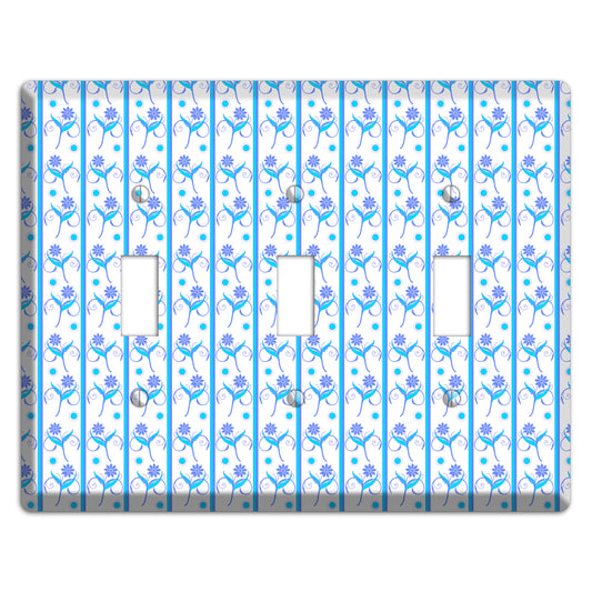 Blue Floral Pattern 3 Toggle Wallplate