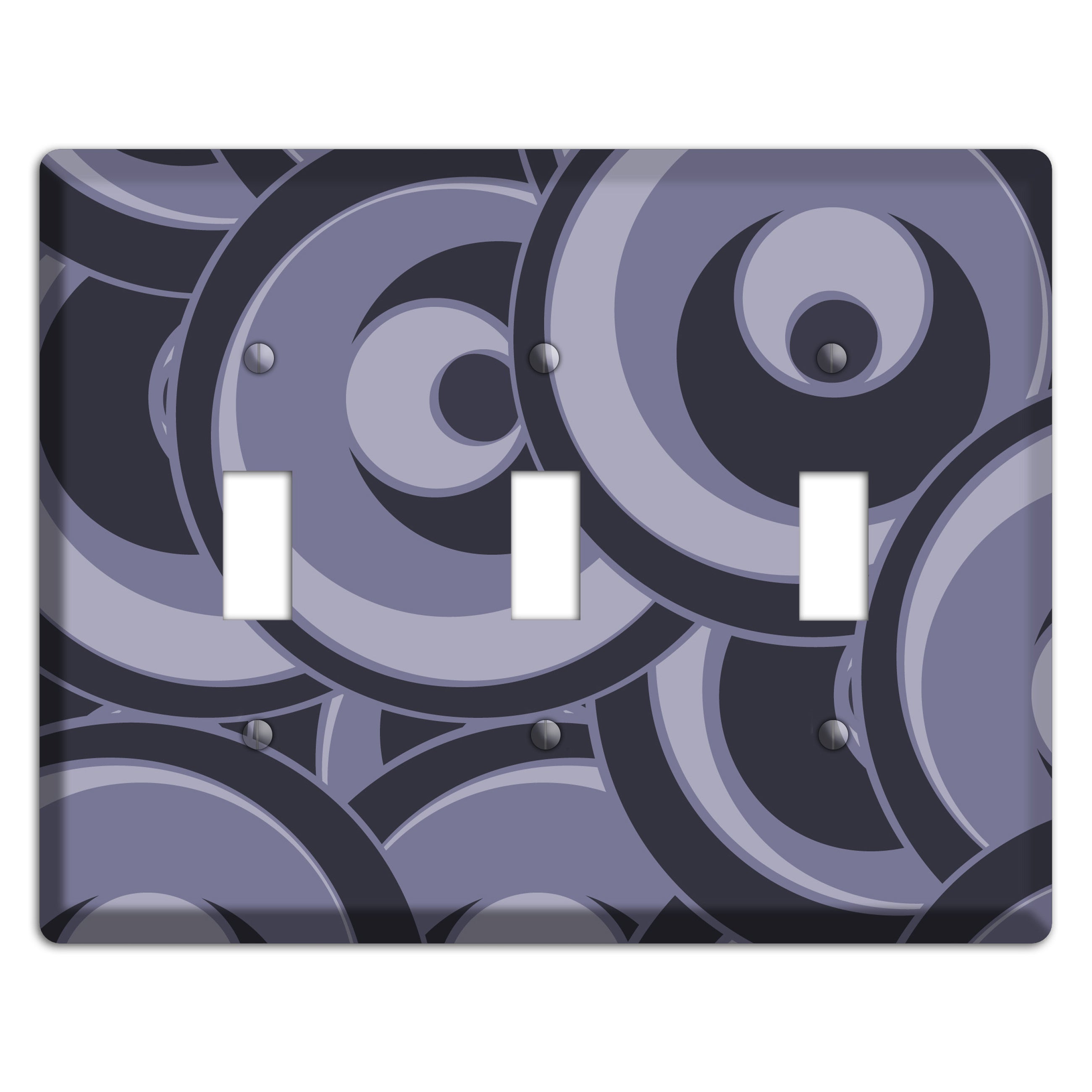 Black and Purple-grey Deco Circles 3 Toggle Wallplate