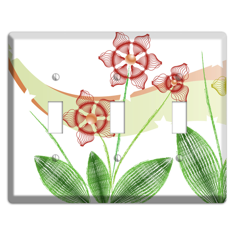 Green Abstract Flowers 3 Toggle Wallplate
